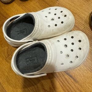 White fleece crocs kids